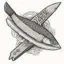 sushi chef knife tattoo design idea