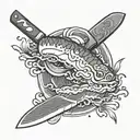 sushi chef knife tattoo design idea