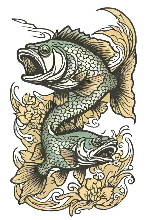 Bass fish swimming tattoo design idea
