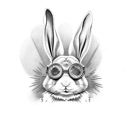 rabbit with john lennon glasses  tattoo design idea