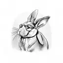 rabbit with john lennon glasses  tattoo design idea