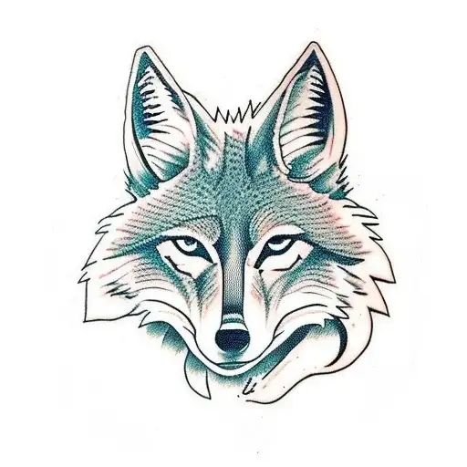coyote with pizza tattoo design idea