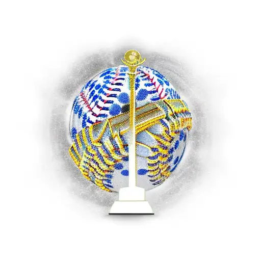 World Series trophy with a baseball stadium background tattoo design idea