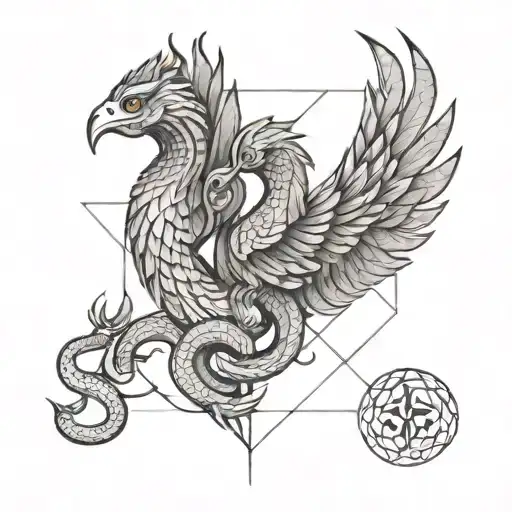 snake fighting phoenix, harry potter tattoo design idea