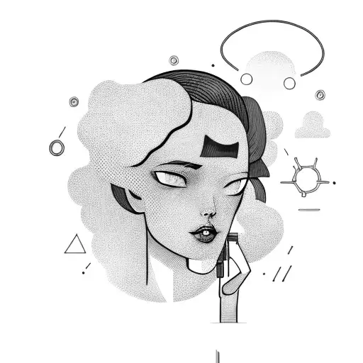 A girl on the phone depicted as a futuristic cyborg tattoo design idea