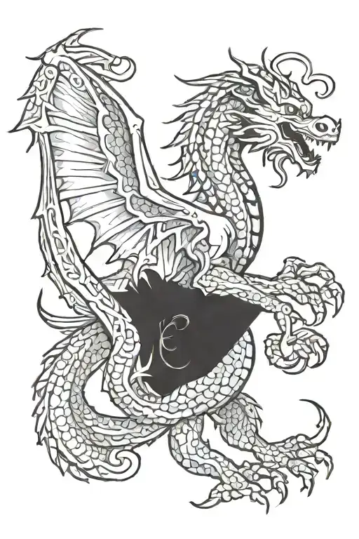 welsh dragon wrapped tattoo design idea