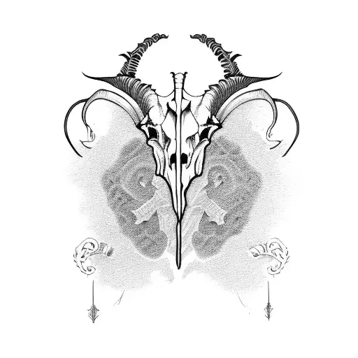 3 headed goat skull tattoo design idea