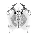 3 headed goat skull tattoo design idea