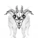 3 headed goat skull tattoo design idea