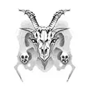 3 headed goat skull tattoo design idea