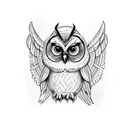 owl with wings in cross tattoo design idea