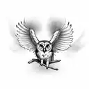owl with wings in cross tattoo design idea