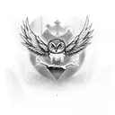 owl with wings in cross tattoo design idea