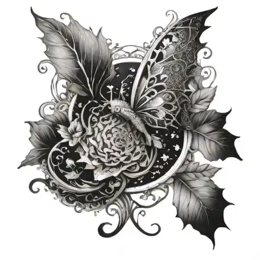 An intricate design incorporating elements from classic literature tattoo design idea