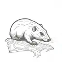 create a minimilist ground hog skull looking to the side tattoo design idea