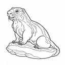 create a minimilist ground hog skull looking to the side tattoo design idea