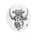 bull in a crown with the inscription nunquam ante nunquam iterum tattoo design idea