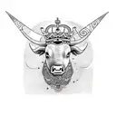 bull in a crown with the inscription nunquam ante nunquam iterum tattoo design idea