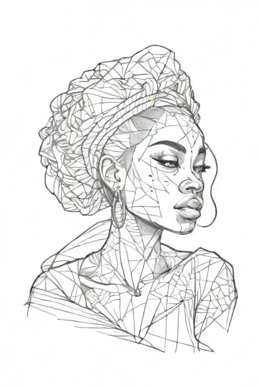 black woman posing tattoo design idea