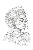 black woman posing tattoo design idea