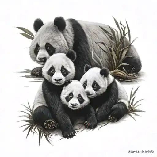 panda family tattoo design idea