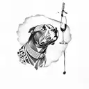 A pit bull silhouette made of wine bottles and corks tattoo design idea