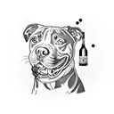 A pit bull silhouette made of wine bottles and corks tattoo design idea