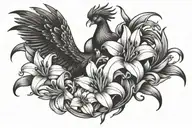 Flowers, Phoenix, Lillies Femininity  tattoo design idea