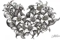 Flowers, Phoenix, Lillies Femininity  tattoo design idea