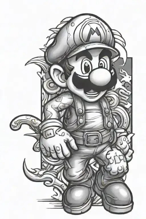 Mario with Tiburon tattoo design idea