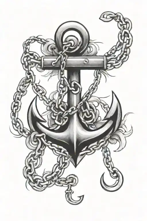 Wide Anchor & chain tattoo design idea