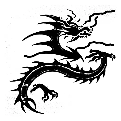 Dragon who breathes fire tattoo design idea