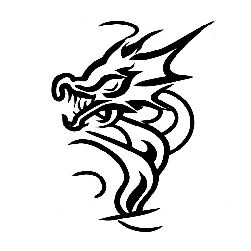 Dragon head with fire tattoo design idea