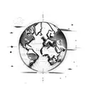 space, world map, plane, heartbeat  tattoo design idea