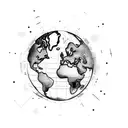 space, world map, plane, heartbeat  tattoo design idea