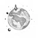 space, world map, plane, heartbeat  tattoo design idea