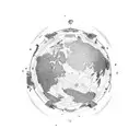 space, world map, plane, heartbeat  tattoo design idea