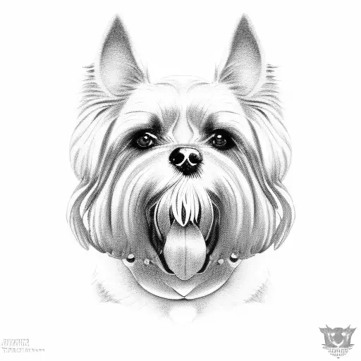 A realistic portrait of kira's beloved dog tattoo design idea