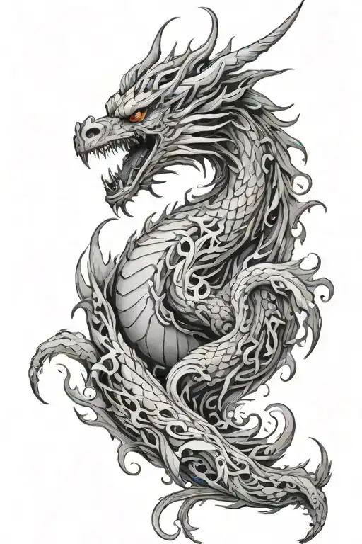 phoenix head dragon-like rebirth rising tattoo design idea