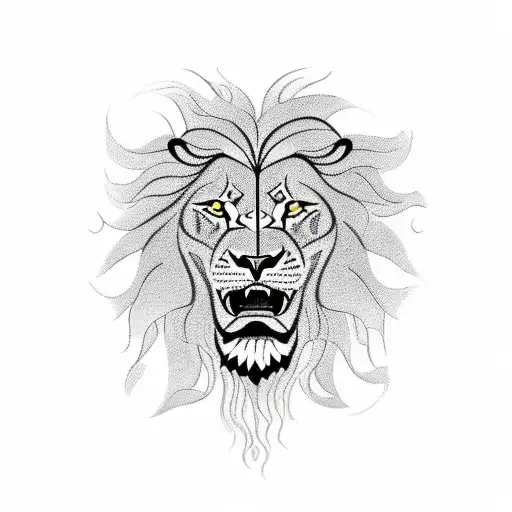 A fierce Lion of Judah, symbolizing courage to break cycles  tattoo design idea
