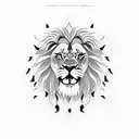 A fierce Lion of Judah, symbolizing courage to break cycles  tattoo design idea