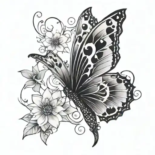 semicolon butterfly lotus flower tattoo design idea