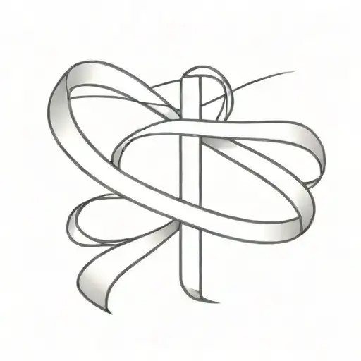 cross and cancer ribbon tattoo design idea