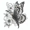 semicolon butterfly lotus flower tattoo design idea