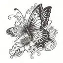 semicolon butterfly lotus flower tattoo design idea