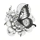 semicolon butterfly lotus flower tattoo design idea