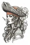 woman pirate face latina girl tattoo design idea
