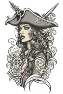woman pirate face latina girl tattoo design idea