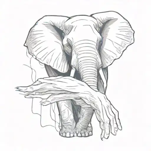 elephant trunk reaching out to touch persons arm tattoo design idea