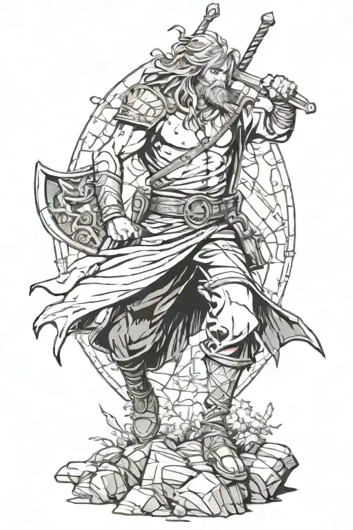 Vinland saga scene where Thorfinn climbs on top of the bodies tattoo design idea